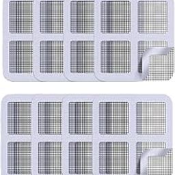 First Try Plastic Window Mosquito Net Repair | Fix Tape Patch Self Adhesive | Fiberglass Screen | Waterproof Mesh Film Ideal for Fixing Holes and Tears | Sticky Tapes Repair Tools | Grey–Square (Pack of 6)-4