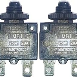 2 Pieces of 20 Amps Mini Circuit Breaker | Thermal Overload Protector AC 125/250V 20A Push Button Reset | 20Amp Load Switch, PCB Mount-16