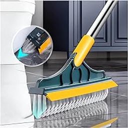 2 in 1 Cleaning Scrub Brush with Long Handle Heavy Duty - 2023 New Shower Powerful Brush and Scraper 2-in-1 Cleaning Tool with Soft Scraper Squeegee, V-Shaped Bristles Scrubber Deck Brush (Green)-picture-8