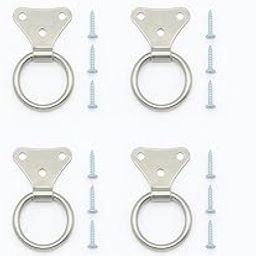 Cabinet Door Pull Chest Rings (Pack of 4) – 25 mm Inner Diameter – Mild Steel Plate O-Ring Pulls with 12 Screws – Ring Pulls for Cabinets, Drawers, Windows-12