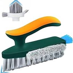 4 in 1 Tile Grout Cleaner Brush with Squeegee | Multifunctional Bathroom Cleaning Brushes | V-Shape Gap Scrub Brush Crevice Cleaning Tool for Corner, Window, Sink, Kitchen Design No_HIMP02-7