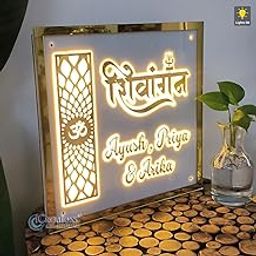 iCreations Customized Acrylic Name Plate with LED Lights for Home | 12x12 Inch Square Shape | Housewarming Gift-picture-22
