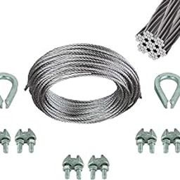 4mm - 7x7 Const Galvanized Wire Rope with Thimble and Clamps - Ideal for Pulleys, Winch Systems, Lifting, Rigging and DIY Projects (10mtr Wire Rope, 2 Thimble, 6 Rope Clamps)-picture-11