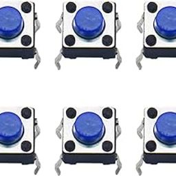 Electronic Spices 6 x 6 x 5mm Blue Color Tactile Push Button Switch Pack of 10-24