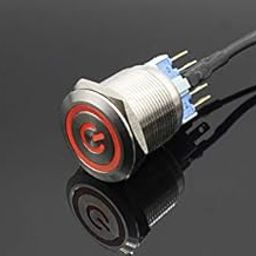 RDR STORE Waterproof Momentary Symbol Flat Round 16 mm Stainless Steel Metal Push Button Switch LED Light-12
