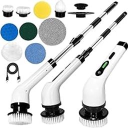 Electric Spin Scrubber,Cleaning Brush Scrubber for Home, 400RPM/Mins-9 Replaceable Brash Heads-90Mins Work,Adjustable Size,2 Adjustable Speeds for Bathroom Cleaning Brush Toilet Cleaner-image-68