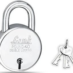 Link New Round 40 mm Silver Steel Lock with 3 Keys | Lock and Keys | Door Lock | Padlock for Home, Office, Shop-43