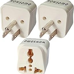 Wowsome India to US Plug Adapter for Convert Indian Plug to USA, Canada, Japan, Philippines Travel Adapter – Universal Plug - Type B 10A - Pack of 3 - White-93