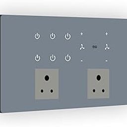 IOTICS Smart Wifi Switch Board: 6 x Switch, 2 Fan & 2 Smart Plug Module. Touch Control, Remote, App Control. Voice Control with Alexa & Assistant. Smart Touch Switch Board For Home Automation (Grey)-image-10