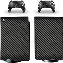 Khushi Decor Black Carbon UV 3M Vinyl Sticker Decals for PlayStation 5 Disk Version Console and Two Dual Sense 5 Sticker Skins Black PS5 Skin Console and Controller Design [Video Game]-image-49