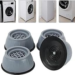 DEBINS Anti Vibration Pads for Washing Machine | Shock Absorber & Noise Cancelling Washer Support Feet | Rubber Heightening Pads with Suction – Set of 4 (Black)-image-1