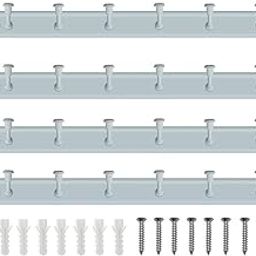Metal 6 Hook Door/Wall Cloth Hanger with Screws for Bathroom Kitchen (Pack of 4), White-picture-13