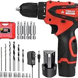 JPT 12-volt Multi-Tasking 3/8-inch Keyless Chuck Cordless Drill Machine | 24 Nm Torque | 1350 RPM Speed | 2 Speed Gear | 18+1 Clutch | 1500mAh Battery | Fast Charger | 24-Piece Bits And Sockets |600 W-31