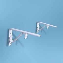 Shelf Bracket 6 Inch for Wooden & Glass Shelves | Wall-Mounted Metal Support | SL Brackets, Powder Coated Ivory | Floating Bookshelf & Kitchen Rack (Pack of 2)-39