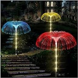 Futurkart Solar Fiber Optic Jellyfish Light, RGB Color Changing Decorative Solar Lamp for Garden and Pathway, Auto On Off, 6 LED Beads, Weatherproof ABS Body, Pack of 2,-image-62