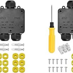 Soaying 2set Waterproof Junction Box IP68 Outdoor Gland Electrical Junction Box with 3 Cable Connector for 4-15 mm Cable-image-3