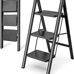 LOOKMINT Multipurpose Step Ladder Folding Ladder with Anti-Slip Pedal Folding Step Stool Portable Lightweight Foldable Stepladder for Home Kitchen Library Office 150 KG Capacity (3 STEPS)-picture-16