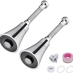 JASHPVI Faucet Aerator 360° Swivel – Dual-Function 2-Flow Kitchen Sink Sprayer Head, Anti-Splash Nozzle Attachment for Tap, Easy Installation (Faucet Head+Nozzel Combo, Pack of 2)-image-59
