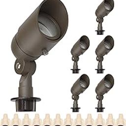 Lumina Lighting® 4W Landscape lighting 12V Landscape Lights Low Voltage Landscape Spotlights Warm White Waterproof Outdoor Replaceable LED Bulb for Garden, Lawn, Porch, Patio and Yard (Bronze, 6-Pack)-image-8