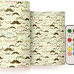 OURVII Vintage Moustache Flameless Candles Set Father Day Remote Timers Pillar Candles for Home Bedroom Bathroom Outdoor Party Garden Ambient Lighting Kitchen Decoration-image-66