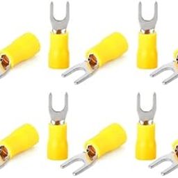 ESPtronics 20 Pcs SV Terminal Connector Yellow 12-10 AWG Insulated Fork Spade U-Type Wire Connector Electrical Crimp Jointer SV5-4 Connector 4-6 mm For DIYtronics-15