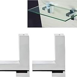 Adjustable Wood/Glass Shelf Bracket, Tiberham Zinc Alloy Polished Chrome Shelf Support Clamp Corner Brace for 3-30mm Thickness Shelf, Wall Mounted Glass Support Clip Wood Holder (Pack of 2)-picture-6