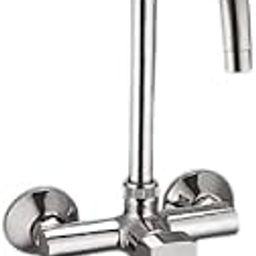 Azaro Aria Sink Mixture Single Lever Wall Mount Kitchen Sink Tap, Double Handle, High Arc Swivel Spout, Chrome Finish-image-2