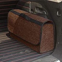 House of Quirk Car Trunk Organizers Large Anti Slip Car Trunk Compartment Boot Storage Organizer Utility Tool Bag (Brown) (Felt) Automobiles-24
