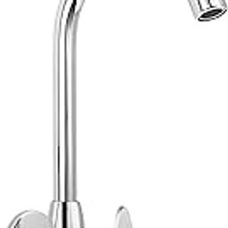 BATHIFI Zinc Wall Mounted Sink Cock Tap Chrome Plated with Wall Flange for Kitchenware-10