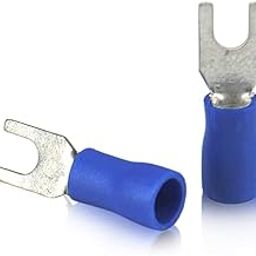 GLOBOMOTIVE Insulated Fork Spade U-Type Terminals Spade Quick Splice Crimp wire Connectors Cable entry 2.5 sqmm; Fork size 3.5 mm (Pack of 100)-image-21