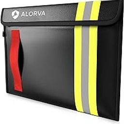 Alorva Fireproof & Water-Resistant Document Bag – 15.5 x 11 x 3-inch Pouch for Legal Documents & Valuables - Double-Layered Zippered Protection – Firefighter Designed (Black)-image-82