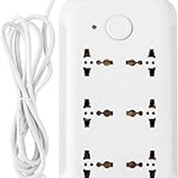 TINGKAT Extension Board2500W/10A Power Strip, 6 Way Outlets (3.4A) Universal Spike Guard Sockets with Individual 5Mtr Cable(3 Pin White) 250 Volts-22