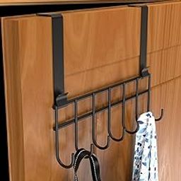 Amazon Brand - Umi Over The Door Hook Hanger, Hanging Organizer Rack Steel Door Hook Hanger Wall Hook Rack (7 Hooks) (Black)-41