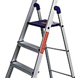 GRAZIA Folding Aluminium Silver Ladder with Wide Step - Home Pro 3 Steps-image-57