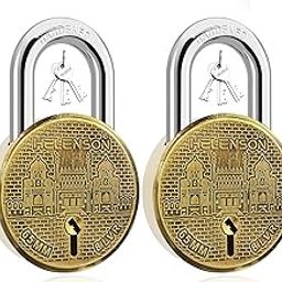 HELENSON Round 65MM Locks | Double Locking | 8 LEVERS (Pack of 2) Padlock (Gold)-picture-17