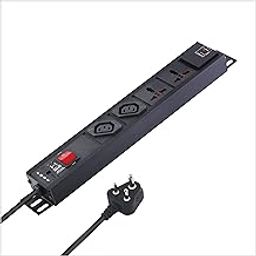 MX 2 Outlet 10 AMP IEC 320 C13 Socket + 2 Outlet 5 Amp Universal Socket Power Strip Extension Board with 2 USB Charging Port 2.4 Amp Built in Fuse Master Switch Wall Mount 1.5m Power Cord-picture-17
