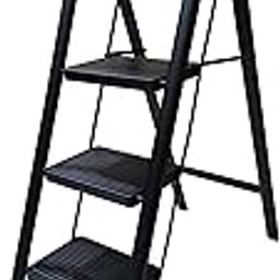 TNT THE NEXT TREND, Folding Step Ladder for Adults ? Lightweight & Portable Step Stool with Wide Anti-Slip Pedals ? Compact Mild Steel Ladder for Home, Kitchen, Office, or Library (Black)-picture-4