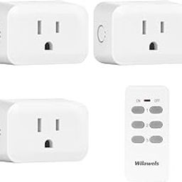 WILAWELS remote control outlet, wireless remote control socket switch, 100ft RF range, no programmable and expandable interference, 15a/1875w/125v, compact size,-image-80
