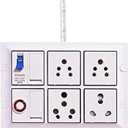 ELEGANT CASA 16 amp Electric Extension Board Heavy Duty Multi Plug Socket 2 Switch with mcb high Power Extension Box (2500w) Power Strip with 10 Meter Extension Cord Long Length Wire (White) 220 Volt-4