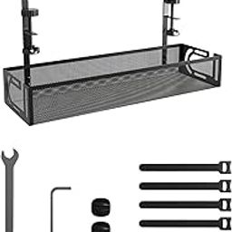 UJEAVETTE Cable Management Tray Space Saving Desk Wire Management for Dorm Home Office Black-image-0