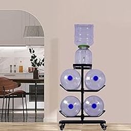 D&V ENGINEERING Metal 2-Tier Heavy Duty Water Bottle Holder for 4 Bottles,With Water Dispenser/Plant holder for Kitchen, Restaurant, School, Hospital and Office-Black-image-70