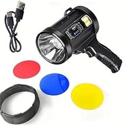 waqif Portable Handheld Flashlight, LED Searchlight, Handheld Work Light for Emergency Night Working Lighting, Rechargeable Work Light, 100000 Lumen Magnetic Led Work Light, Job Site Lighting-image-74