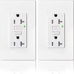 2 Pack 20 Amp GFCI Outlet, 125V Outlet GFI Receptacle with LED Indicator, Self Test Ground Fault Circuit Breaker, Standard Electrical Wall Outlet Resistant-image-57