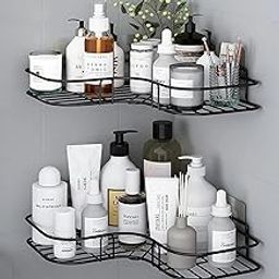 DESIHIDE Wall Mounted Self-Adhesive Bathroom Corner Shelf/Kitchen Rack & Holder - Bathroom Accessories (Material-GI Metal, Powder Coated Finish, Black) - Pack of 2-image-11