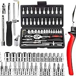 CLAPONE 46 Piece Tool Kit With Pliers/Tool Kit - Basic Home Tool Set/Wrench/Ratchet Spanner Set/Goti Pana/Socket Wrench Set/Bike Tool Set all Bike/Pakkad/8 Inch Pliers/Precision Screwdriver Set-image-11