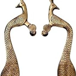 Two Moustaches Peacock Design Brass Door Handle Pair, 10 Inches, Brown, Pack Of 2 Handles - Brass, Pull Handle-image-23