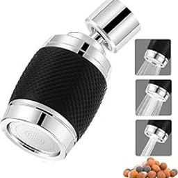 SOLDTRUE Kitchen Faucet Head 360° Rotatable 3-function Faucet Sprayer Replacement Nozzle Anti -Splash for Kitchen Sink(Black)-image-43
