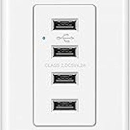 BESTTEN USB Receptacle Outlet, 4.2A/21W High-Speed 4 Port USB Wall Charging Outlet 125VAC Input, Quad Type-A Ports with LED Indicator, Decorator Wallplate Included, UL Listed, White-picture-23