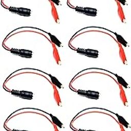 INVENTO 8Pcs Female DC Jack Plug 5.5mm x 2.1mm with crocodile alligator clip 20 AWG silicone wire For CCTV, DC Connections, DIY Projects-image-52