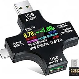 2 in 1 Type C USB Tester Color Screen LCD Digital Multimeter, USB C Voltage Current Voltmeter Amp Volt Ammeter Detector USB Cable Charger Indicator DC3.6-30V/0-5.1A-image-31